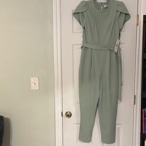 Calvin Klein Light Green Belted Jumpsuit